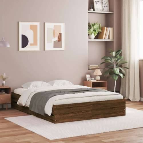 Okvir za krevet s ladicama boja hrasta 135x190 cm drveni Smeđi hrast 135 x 190 cm Cijena