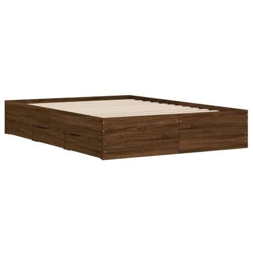 Okvir za krevet s ladicama boja hrasta 135x190 cm drveni Smeđi hrast 135 x 190 cm Cijena