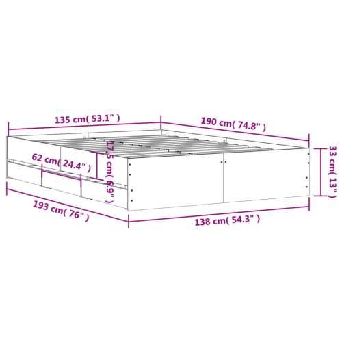 Okvir za krevet s ladicama boja hrasta 135x190 cm drveni Smeđi hrast 135 x 190 cm Cijena