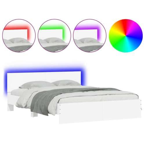 Okvir kreveta s uzglavljem i LED bijeli 160 x 200 cm - Bijela 160 x 200 cm Cijena