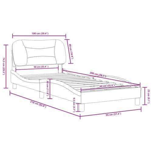 Okvir za krevet s uzglavljem smeđi 90x200 cm od umjetne kože - Smeđa 90 x 200 cm Cijena