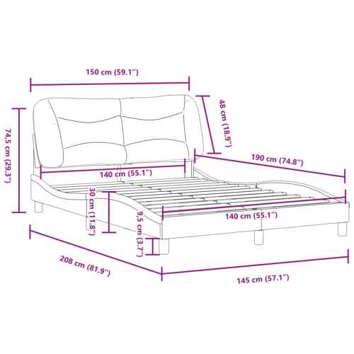 Okvir za krevet s uzglavljem crni 140x190 cm od umjetne kože - Crna 140 x 190 cm Cijena
