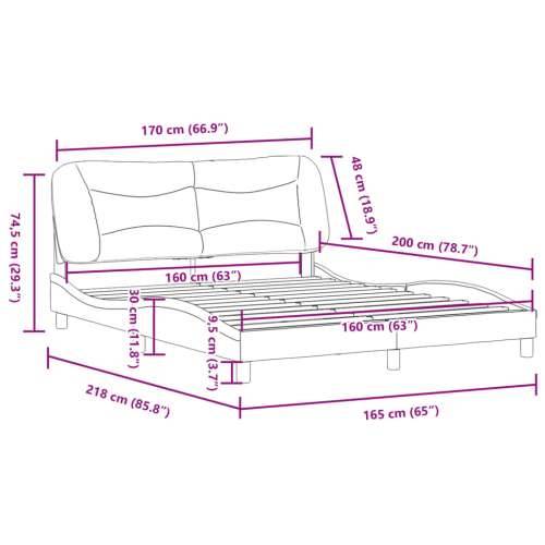 Okvir za krevet s uzglavljem cappuccina 160x200 cm umjetna kože - Boja cappuccina 160 x 200 cm Cijena