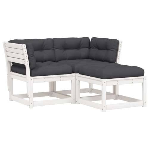 Vrtna garnitura - 3-dijelni set vrtnih sofa s jastucima bijeli masivna borovina - Bijela s jastučićima 3 Cijena