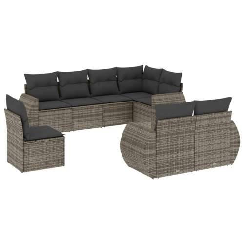 Vrtna garnitura - 8-dijelni set vrtnih sofa od poliratana s jastucima sivi - Siva 1 Bez stola Cijena