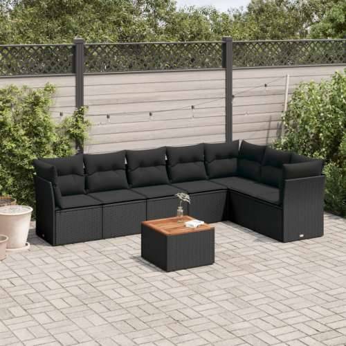 Vrtna garnitura - 8-dijelni set vrtnih sofa od poliratana s jastucima crni - Crna 8 Cijena