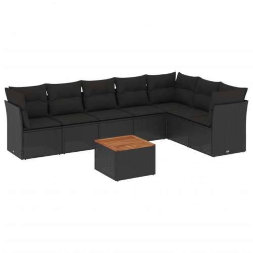 Vrtna garnitura - 8-dijelni set vrtnih sofa od poliratana s jastucima crni - Crna 8 Cijena