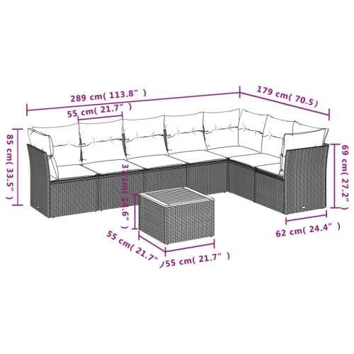 Vrtna garnitura - 8-dijelni set vrtnih sofa od poliratana s jastucima crni - Crna 8 Cijena