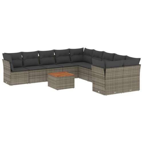 Vrtna garnitura - 11-dijelni set vrtnih sofa od poliratana s jastucima sivi - Siva stol + 6x srednja + 4x kutna 1 Cijena