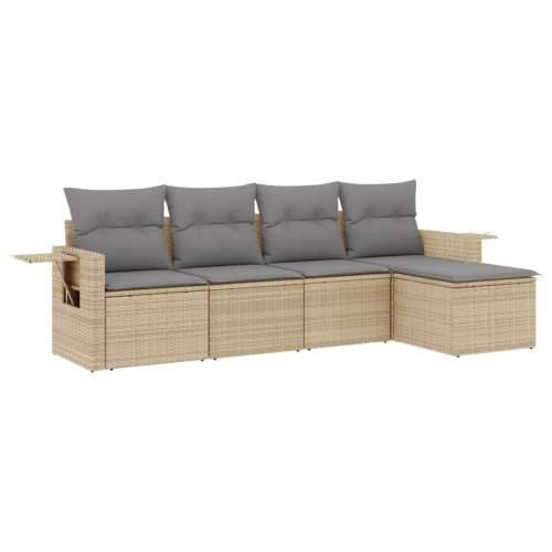 5-dijelni vrtni set sofa s jastucima bež od poliratana - bež i siva Bez stola 1 Cijena