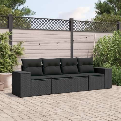 Vrtna garnitura - 4-dijelni set vrtnih sofa od poliratana s jastucima crni - Crna Bez stola 1 Cijena