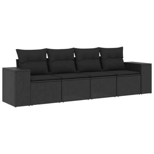 Vrtna garnitura - 4-dijelni set vrtnih sofa od poliratana s jastucima crni - Crna Bez stola 1 Cijena