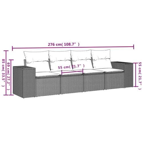Vrtna garnitura - 4-dijelni set vrtnih sofa od poliratana s jastucima crni - Crna Bez stola 1 Cijena