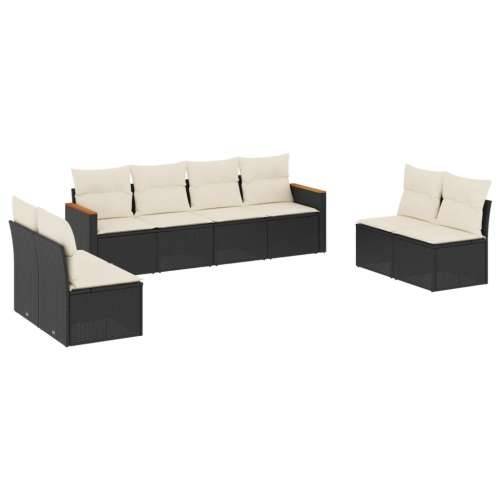 Vrtna garnitura - 8-dijelni set vrtnih sofa od poliratana s jastucima crni - Crna i krem Bez stola 1 Cijena