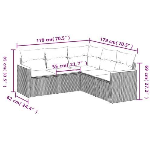 5-dijelni vrtni set sofa s jastucima bež od poliratana - bež i krem Bez stola 1 Cijena