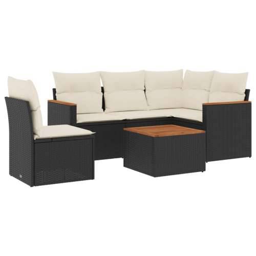 6-dijelni set vrtnih sofa s jastucima crni od poliratana Cijena