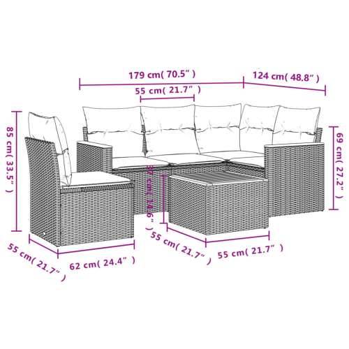 6-dijelni set vrtnih sofa s jastucima bež od poliratana Cijena