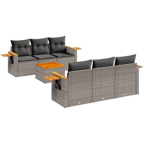 Vrtna garnitura - 7-dijelni set vrtnih sofa sivi od poliratana - Siva 1 Cijena