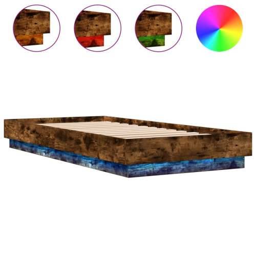 Okvir za krevet s LED svjetlima dimljena boja hrasta 90x200 cm - Dimljeni hrast 90 x 200 cm Cijena