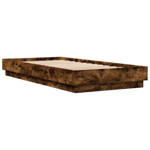 Okvir za krevet s LED svjetlima dimljena boja hrasta 90x200 cm - Dimljeni hrast 90 x 200 cm Cijena