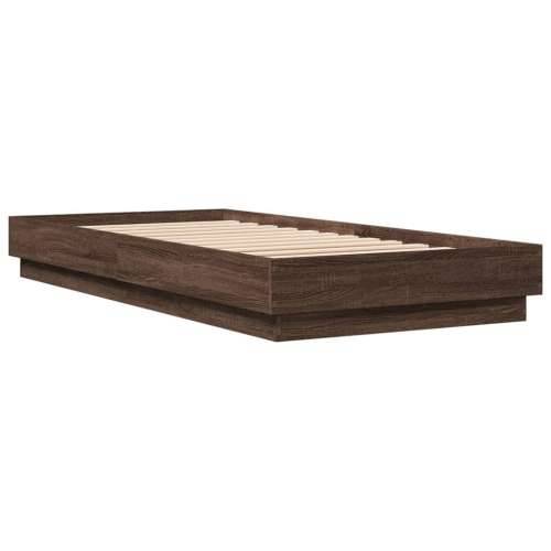 Okvir za krevet s LED svjetlima smeđa boja hrasta 90 x 200 cm - Smeđi hrast 90 x 200 cm Cijena