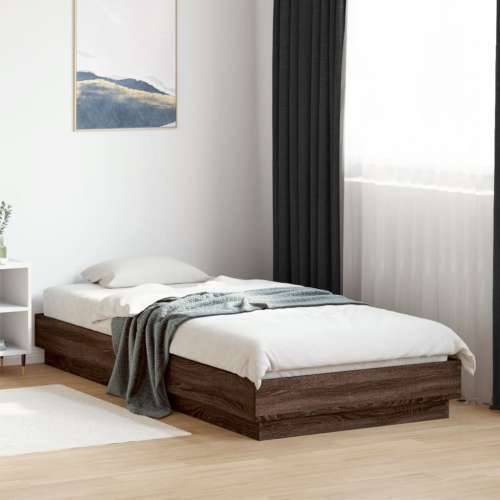 Okvir za krevet s LED svjetlima smeđa boja hrasta 90 x 200 cm - Smeđi hrast 90 x 200 cm Cijena