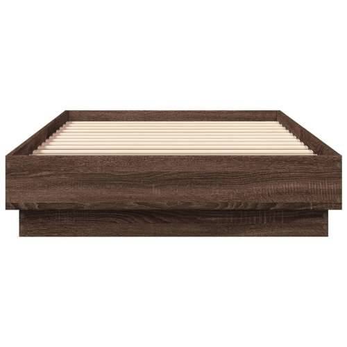 Okvir za krevet s LED svjetlima smeđa boja hrasta 90 x 200 cm - Smeđi hrast 90 x 200 cm Cijena