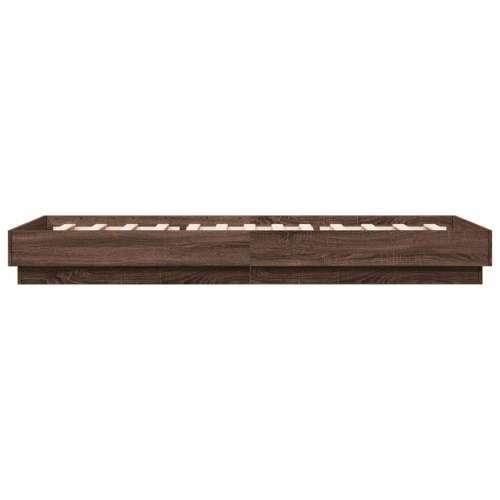 Okvir za krevet s LED svjetlima smeđa boja hrasta 90 x 200 cm - Smeđi hrast 90 x 200 cm Cijena