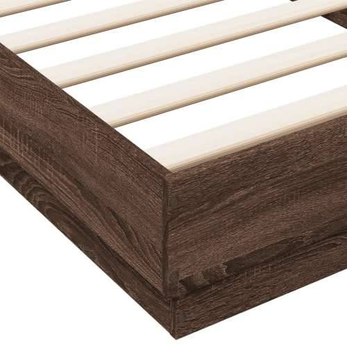 Okvir za krevet s LED svjetlima smeđa boja hrasta 90 x 200 cm - Smeđi hrast 90 x 200 cm Cijena