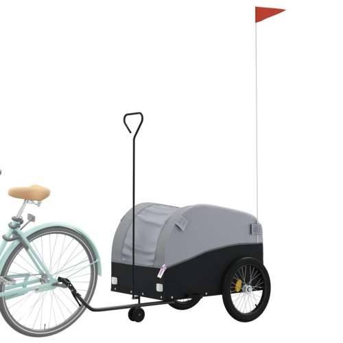 Prikolica za bicikl crno-siva 45 kg željezna - Siva 63 x 126 x 63 cm Cijena