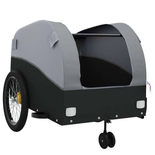 Prikolica za bicikl crno-siva 45 kg željezna - Siva 63 x 126 x 63 cm Cijena