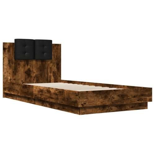 Okvir za krevet s uzglavljem i LED svjetlima boja hrasta - Dimljeni hrast 90 x 200 cm Cijena