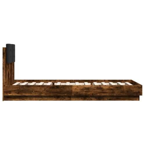 Okvir za krevet s uzglavljem i LED svjetlima boja hrasta - Dimljeni hrast 90 x 200 cm Cijena
