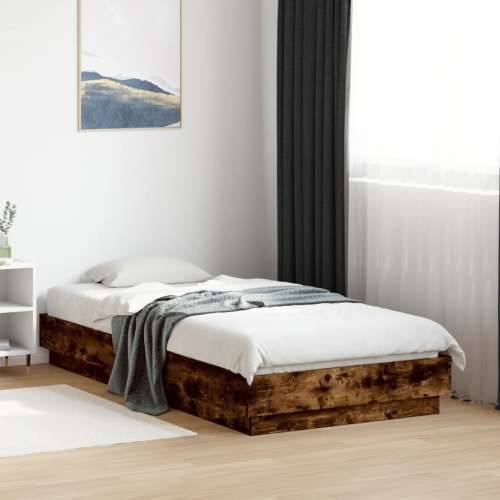 Okvir kreveta s LED svjetlima dimljena boja hrasta 75 x 190 cm - Dimljeni hrast 75 x 190 cm Cijena
