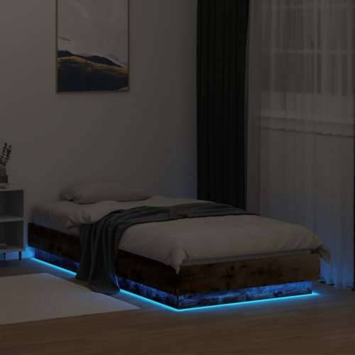 Okvir kreveta s LED svjetlima dimljena boja hrasta 75 x 190 cm - Dimljeni hrast 75 x 190 cm Cijena