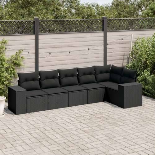 Vrtna garnitura - 6-dijelni set vrtnih sofa s jastucima crni od poliratana - Crna Bez stola 1 Cijena