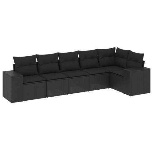 Vrtna garnitura - 6-dijelni set vrtnih sofa s jastucima crni od poliratana - Crna Bez stola 1 Cijena