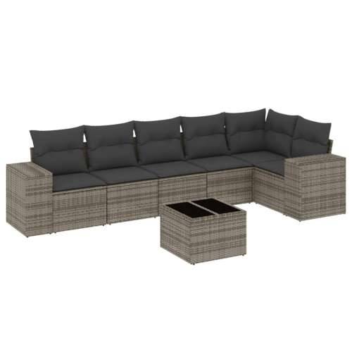Vrtna garnitura - 7-dijelni set vrtnih sofa sivi od poliratana - Siva Sa stolom 1 Cijena