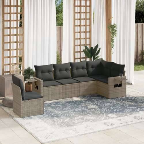 Vrtna garnitura - 6-dijelni set vrtnih sofa od poliratana s jastucima sivi - Siva Bez stola 1 Cijena