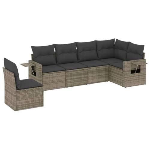 Vrtna garnitura - 6-dijelni set vrtnih sofa od poliratana s jastucima sivi - Siva Bez stola 1 Cijena