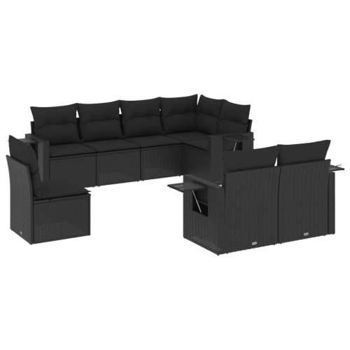 Vrtna garnitura - 8-dijelni set vrtnih sofa od poliratana s jastucima crni - Crna Bez stola 1 Cijena