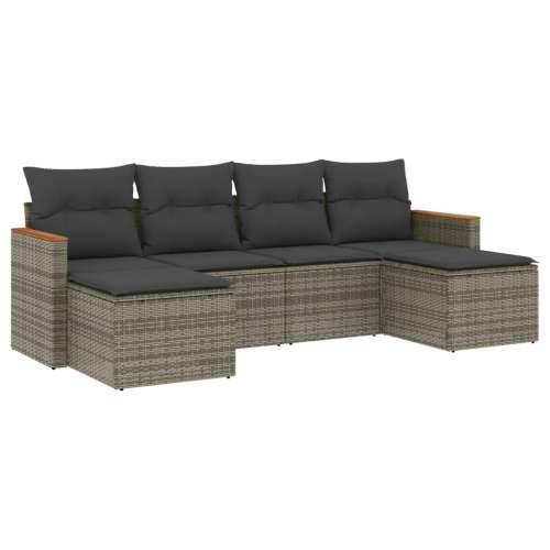 Vrtna garnitura - 6-dijelni set vrtnih sofa od poliratana s jastucima sivi - Siva Bez stola 1 Cijena