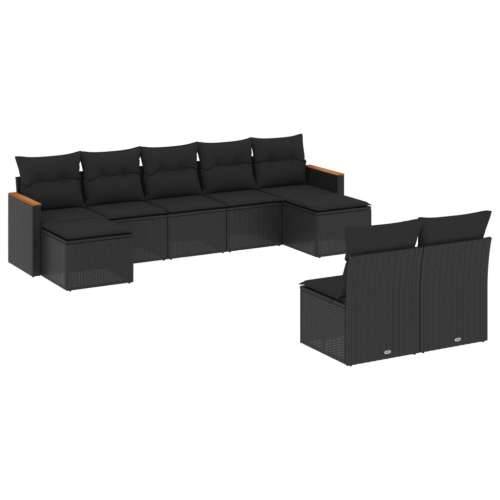 Vrtna garnitura - 9-dijelni set vrtnih sofa s jastucima crni od poliratana - Crna Bez stola 1 Cijena