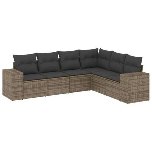 Vrtna garnitura - 6-dijelni set vrtnih sofa od poliratana s jastucima sivi - Siva Bez stola 1 Cijena