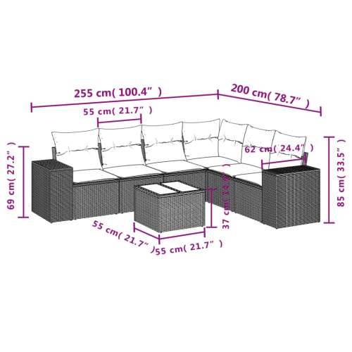 Vrtna garnitura - 7-dijelni set vrtnih sofa od poliratana s jastucima crni - Crna Sa stolom 1 Cijena