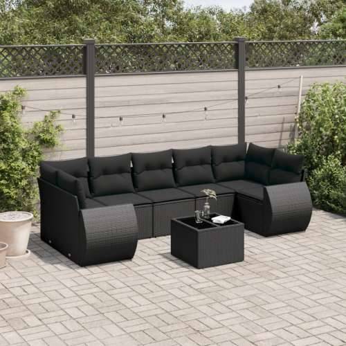 Vrtna garnitura - 8-dijelni set vrtnih sofa od poliratana s jastucima crni - Crna 1 Cijena