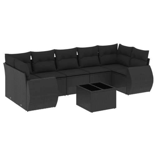 Vrtna garnitura - 8-dijelni set vrtnih sofa od poliratana s jastucima crni - Crna 1 Cijena