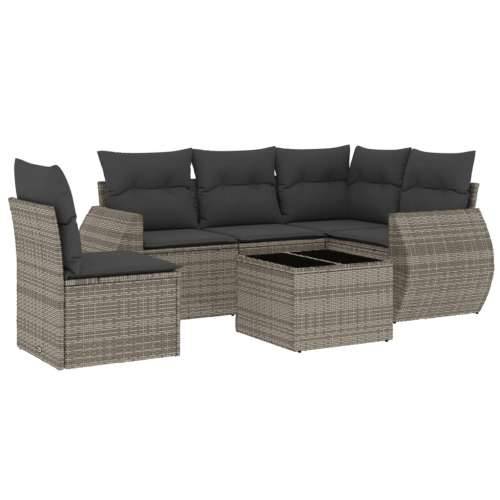 Vrtna garnitura - 6-dijelni set vrtnih sofa od poliratana s jastucima sivi - Siva Sa stolom 1 Cijena
