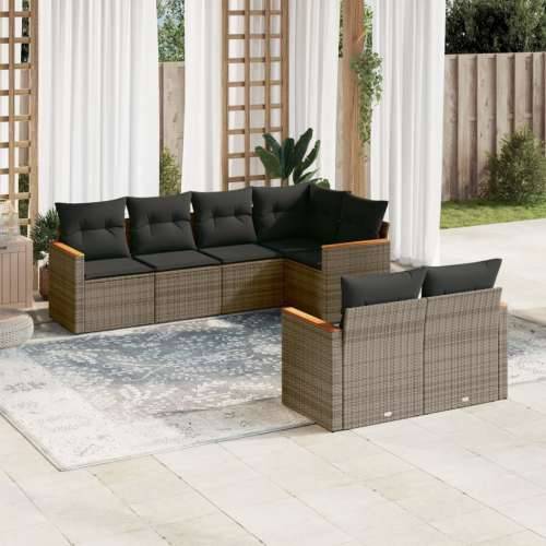 Vrtna garnitura - 7-dijelni set vrtnih sofa sivi od poliratana - Siva 1 Cijena