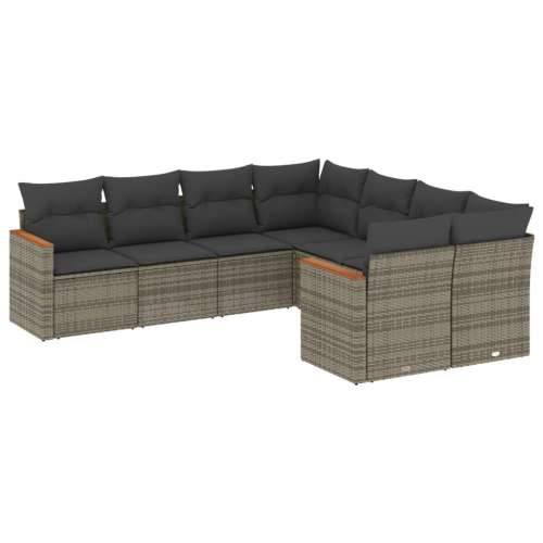 Vrtna garnitura - 8-dijelni set vrtnih sofa od poliratana s jastucima sivi - Siva 1 Cijena